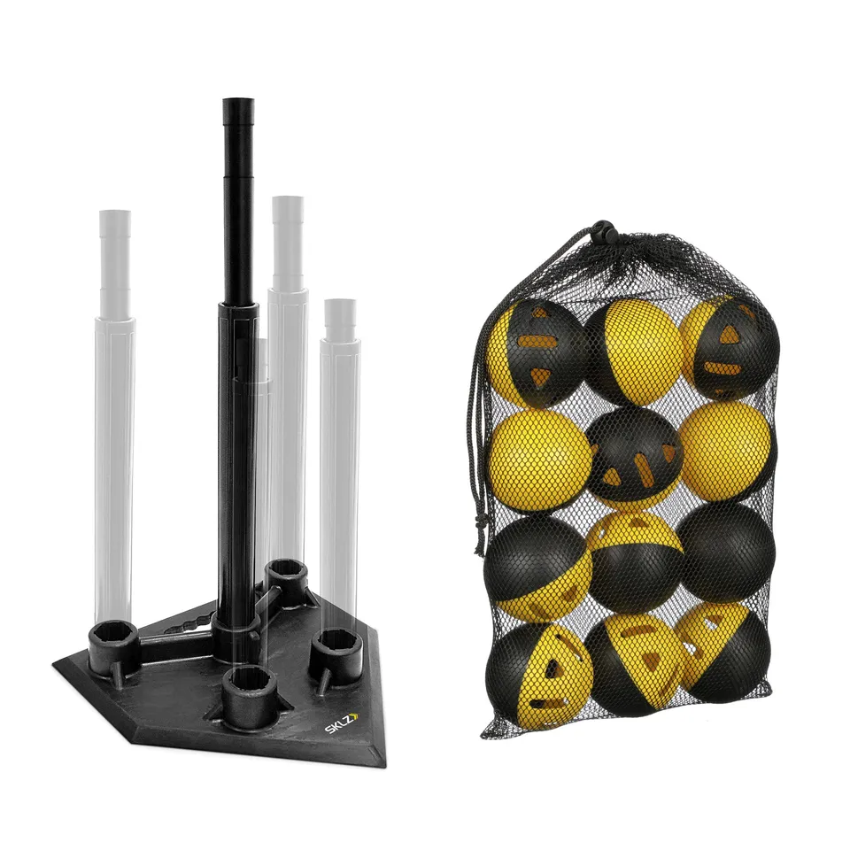 sklz-tee-and-ball-bundle-5-positionen-batting-tee-mit-12er-pack-impact-baseballs image 1